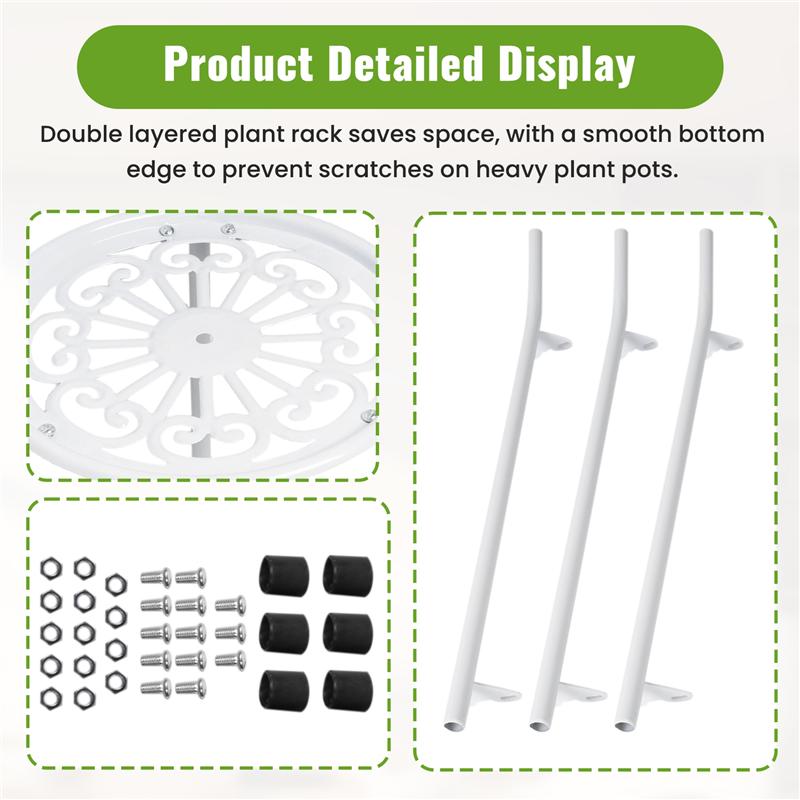 Good-Two-Layer Elegant Metal Plant Stand Shelf Potted Plant Holder Modern Tall Plant Pot Stands For Indoor Outdoor Decor