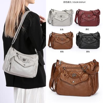 Soft Leather Multi-compartment Multi-pocket Shoulder Bag Women's Crossbody Bag Mother's Bag