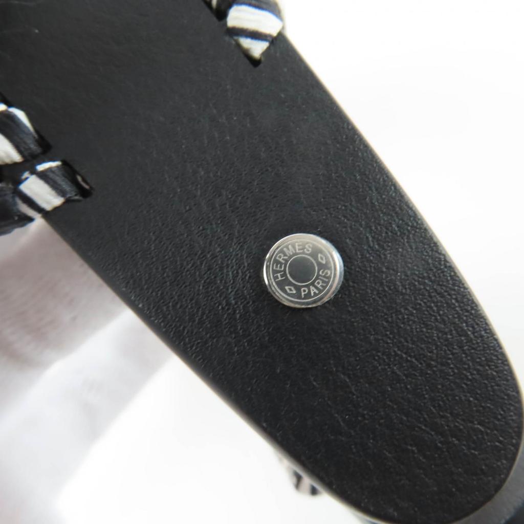 Great HERMES Katyusha Grace Serie Metal Leather black leather Women Used