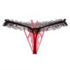 Pearl Massage Open Crotch Lace Thong - Tempting Hollow Transparent Stretch Underwear for Women 2167