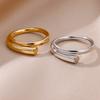 Stainless Steel Rings for Women Gold Plated Adjustable Couple Ring New In Accessories Aesthetic Waterproof Zircon Anillos Mujer