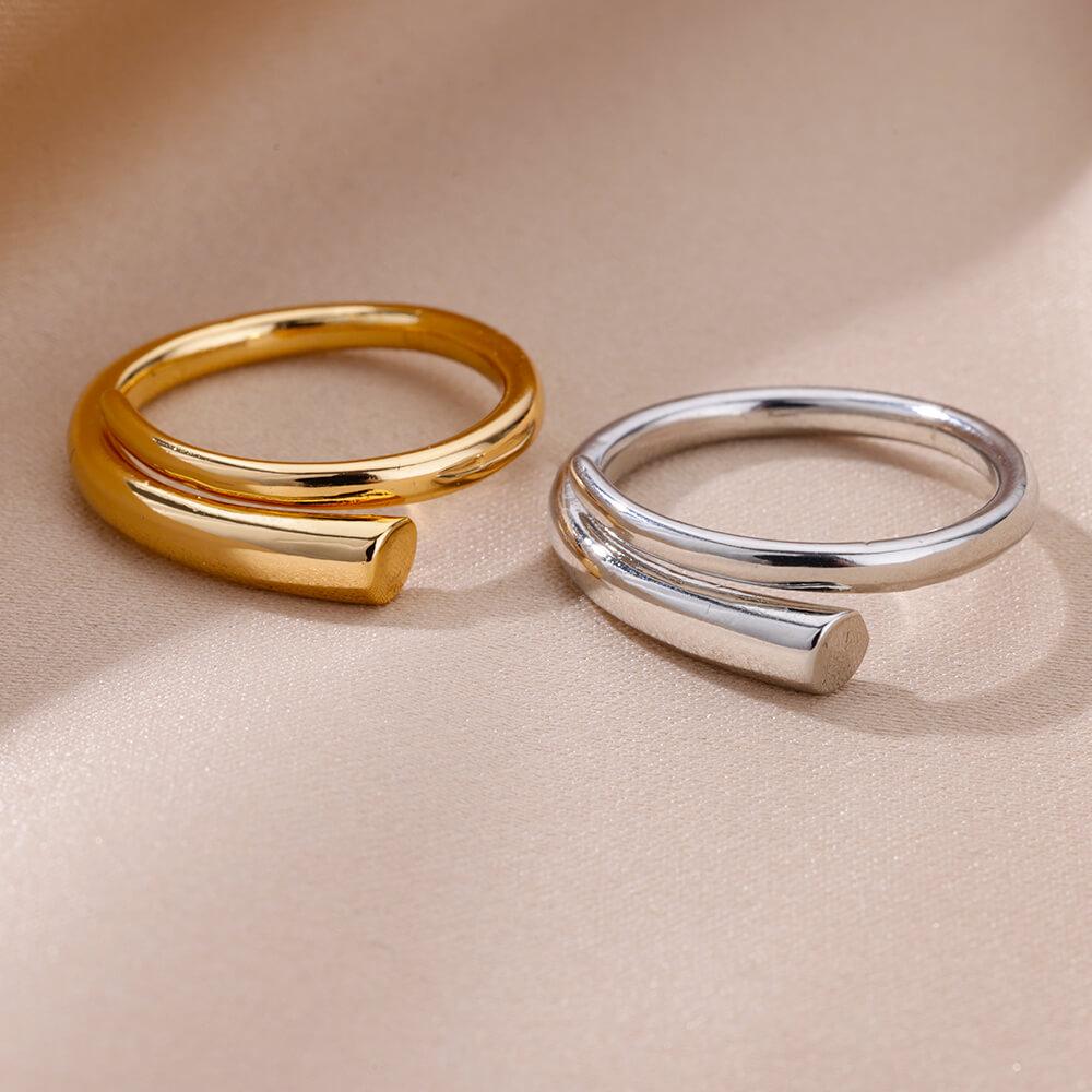 Stainless Steel Rings for Women Gold Plated Adjustable Couple Ring New In Accessories Aesthetic Waterproof Zircon Anillos Mujer