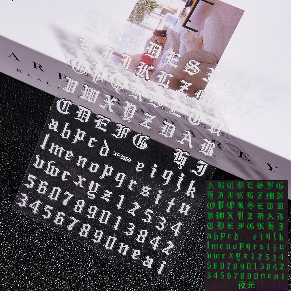 3D Adhesive-Backed Letter Manicure Decorative Sticker Fluorescent Yellow-Green Self-Adhesive Plastic Self-Adhesive Nail Sticker Nude