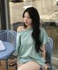 Seuteulaipeumagalin Margarine One-Shoulder Applique Logo Short Sleeve Mint