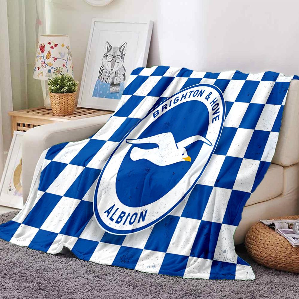 Brighton & Hove football club Flannel Blanket, Soft Polyester, Modern Design, All-Season for Camping, Travel, Gifts for holidays or birthdays