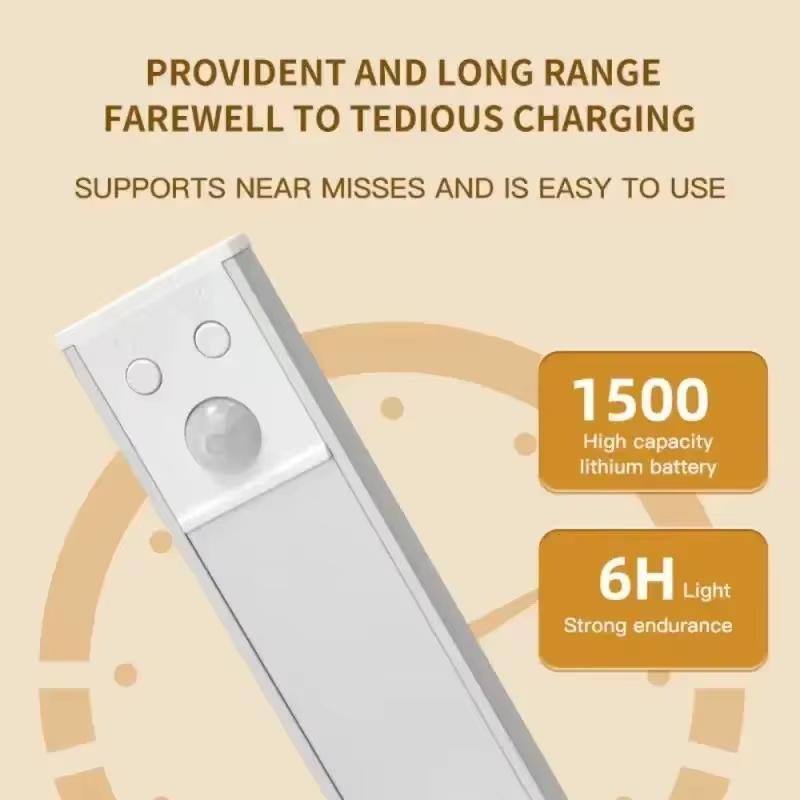 Motion Sensor LED Kitchen Under Cabinet Light Tricolor Rechargeable Ultra-thin Night Light for Kitchen Wardrobe Cabinet Lighting