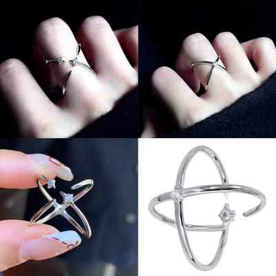 Elegantné otvorené prstene Módny doplnok pre dievčatá Minimalistické nastaviteľné dizajny so štýlovými zirkónovými zliatinovými materiálmi