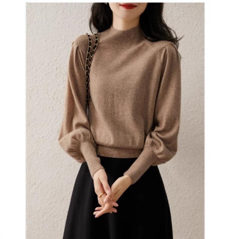 Autumn and Winter Multi-color Croissant Sleeve Knitted Sweater Women's Spring and Autumn New Sweater Bottoming Shirt
