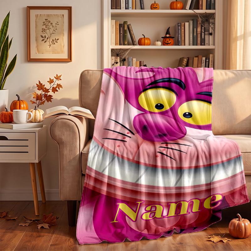 Cheshire Cat Custom Flannel Blankets Soft Warm Cozy Throws for Home Decor Holiday Gifts