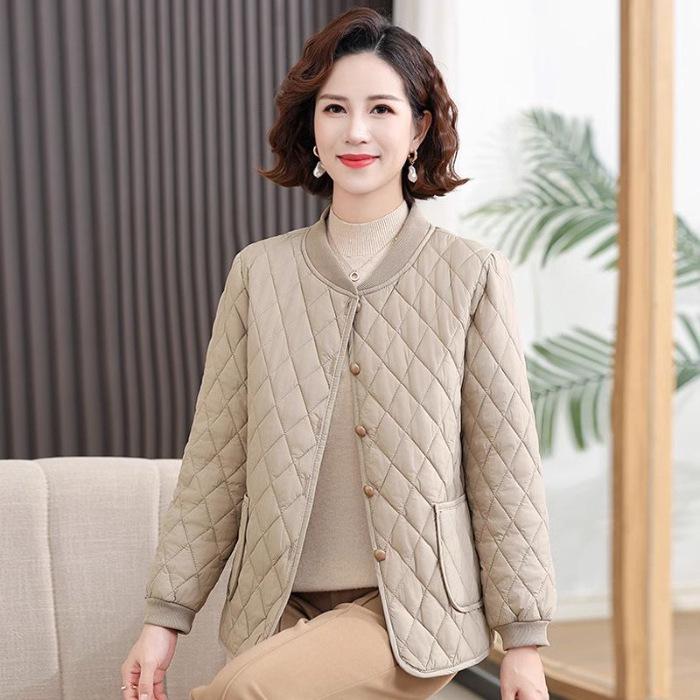 Красная хлопковая куртка в китайском стиле для женщин среднего возраста - Теплая, удобная, Новогодняя версия M (for under 100 jin) абрикосовый