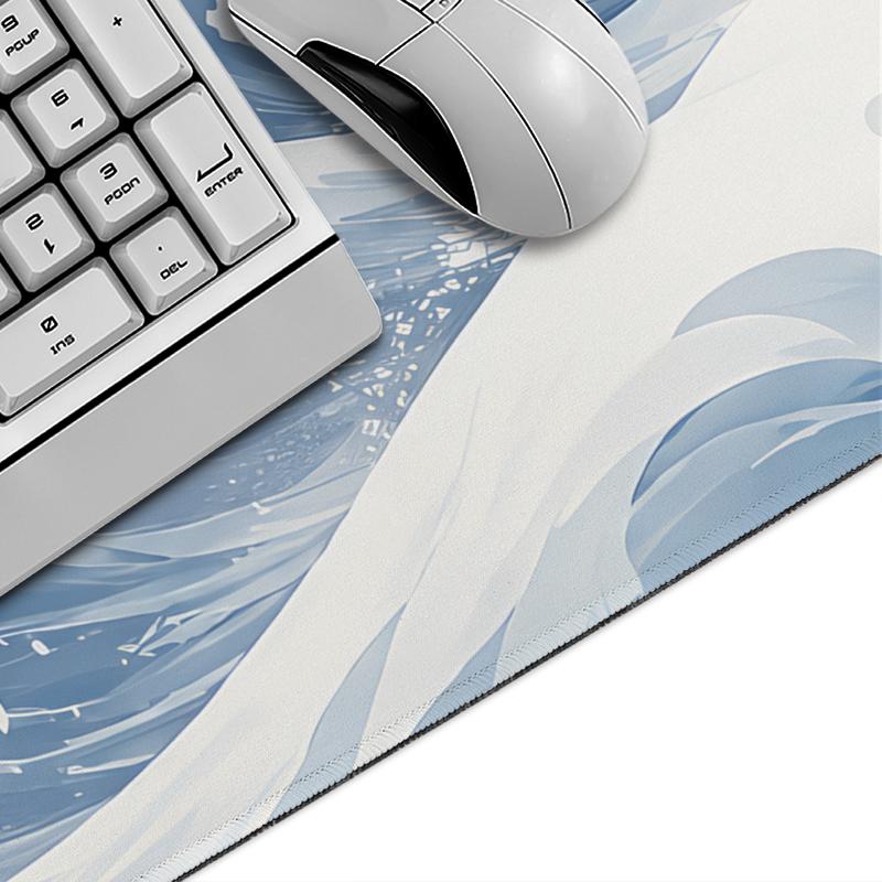 Mouse Pad Blue White Ocean Waves Printon Demand HD Large Computer Mousepad XXL Mouse Mat Non-Slip Natural Rubber Soft Mouse Mats