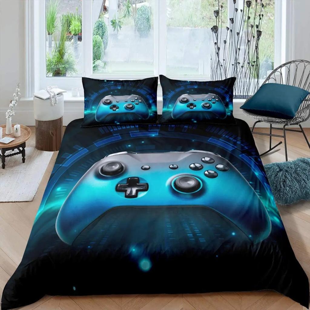 Gaming Bedding Set Game Bed Cover 135 For Adults Kids Soft Microfiber Modern Gamepad Duvet Cover Decorative With Pillowcase