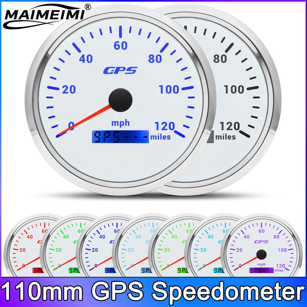 110MM Gauge 120km/h 120MPH GPS Speedometer  with Antenna for Car Boat Truck Motorcycle Speed Meter 7 Colors
