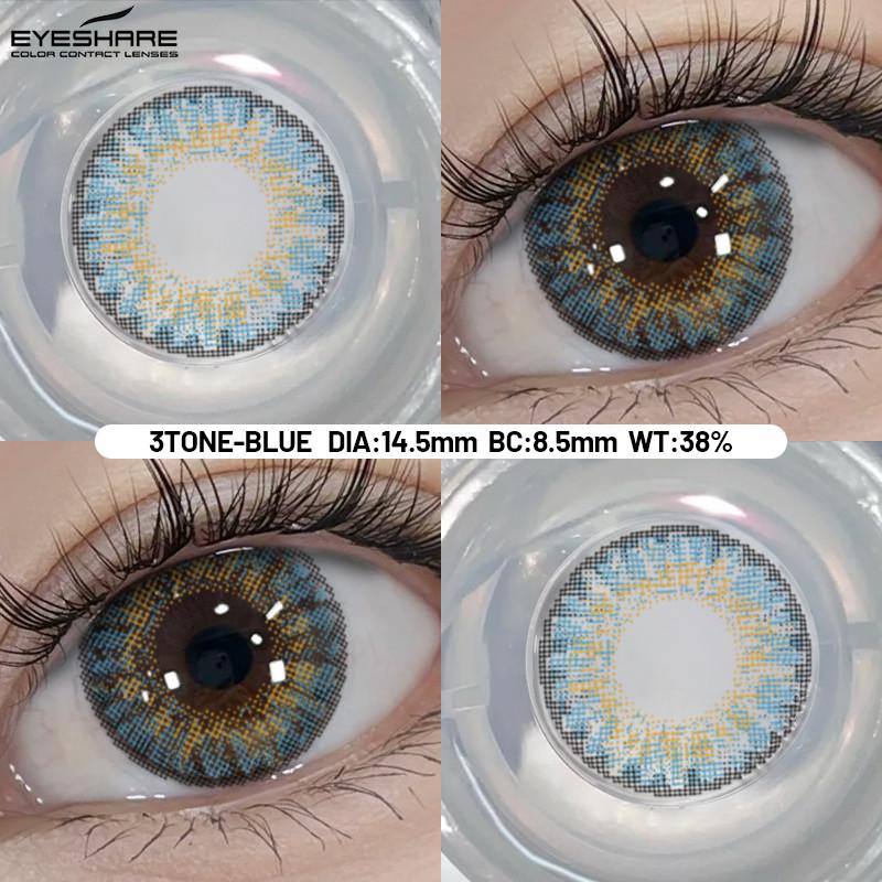 Eyeshare 1 Pair Blue Cosplay Contact Lenses for Eyes Blue Hot Anime Cosplay Lens 14.0~14.5mm Halloween Makeup Lens