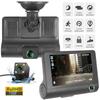 3 lentes de cámaras 4,0 pulgadas coche DVR 24H cámara de salpicadero HD 720P cámara de salpicadero grabadora de vídeo de doble lente 1080P caja negra espejo Dashcam de ciclo