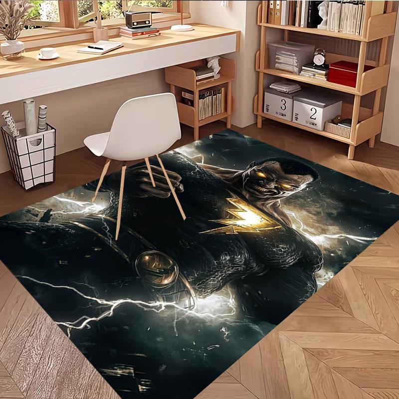 Black Adam Print Rug, Washable Floor Carpet, For Entryway Dorm Laundry Room Office Study, Home Decor Birthday Christmas Gift
