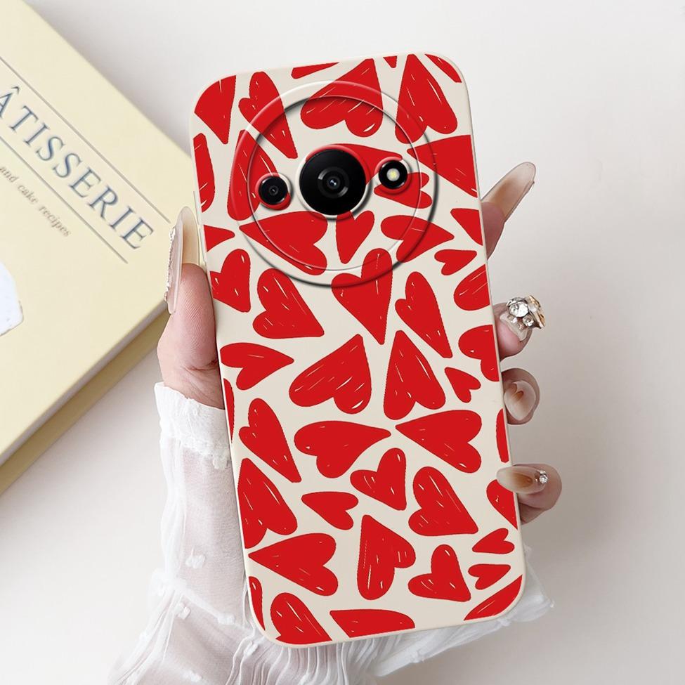 For Redmi A3 4G Phone Case For Xiaomi Poco C61 Cover Silicone Luxury Fashion Flowers Kawaii Cute Cat Painted Shockproof Bumper