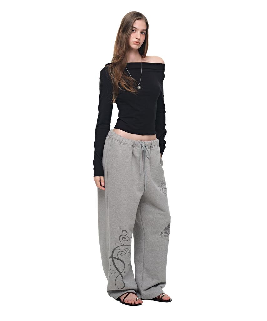 TOOMUCHTAX Ornament 02 Sweatpants Melange Gray