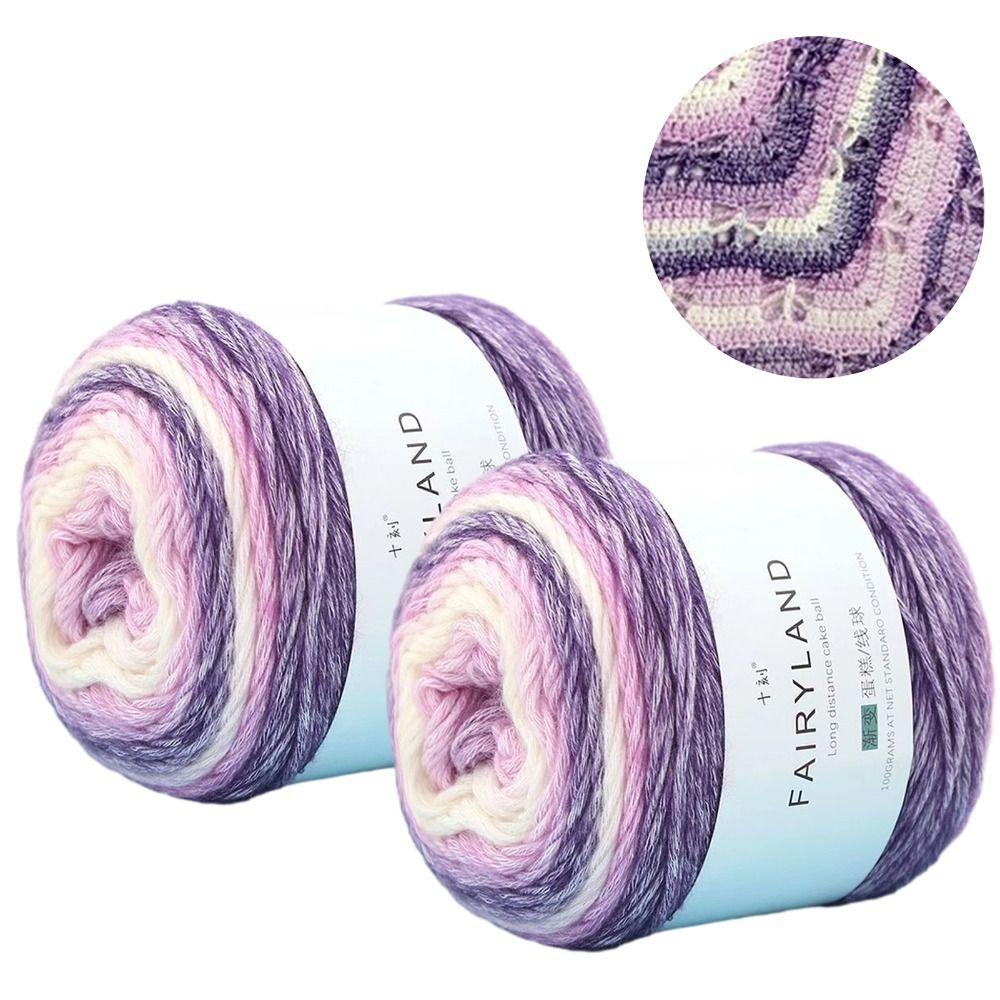 Handgewebt Regenbogen Wolle Garn Farbverlauf Mehrfarbig Garnfärbung Häkeln Kuchen Garn Sofa