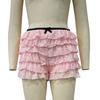 Women Summer Shorts Multi-layered Scattered Hem Ruffle Lace Trim Beach Shorts Lolita Style