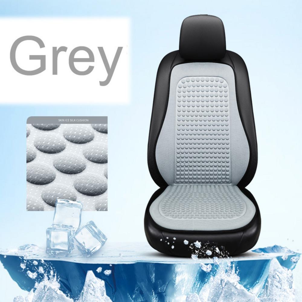 New Summer Car Seat Cover Breathable Ice Silk Cooling Seat Cushion Comfortable Seat Protector Pad For Vehicle Chair Backrest grey-style1