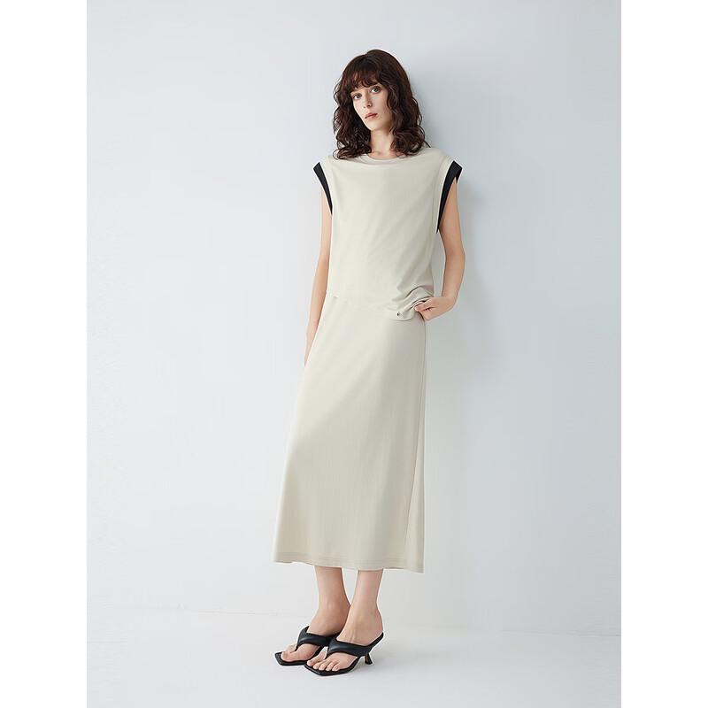 ELLE Faux Two-Piece Patchwork A-line Dress M