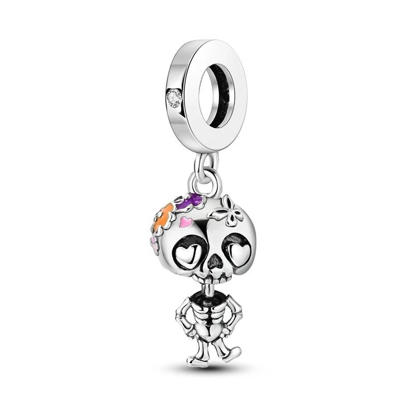 Fête d'Halloween Cuivre Lumineux Squelette Fantôme Citrouille Sorcière Magique Breloque Perle Pendentif DIY Bracelets Festival Bijoux Cadeau