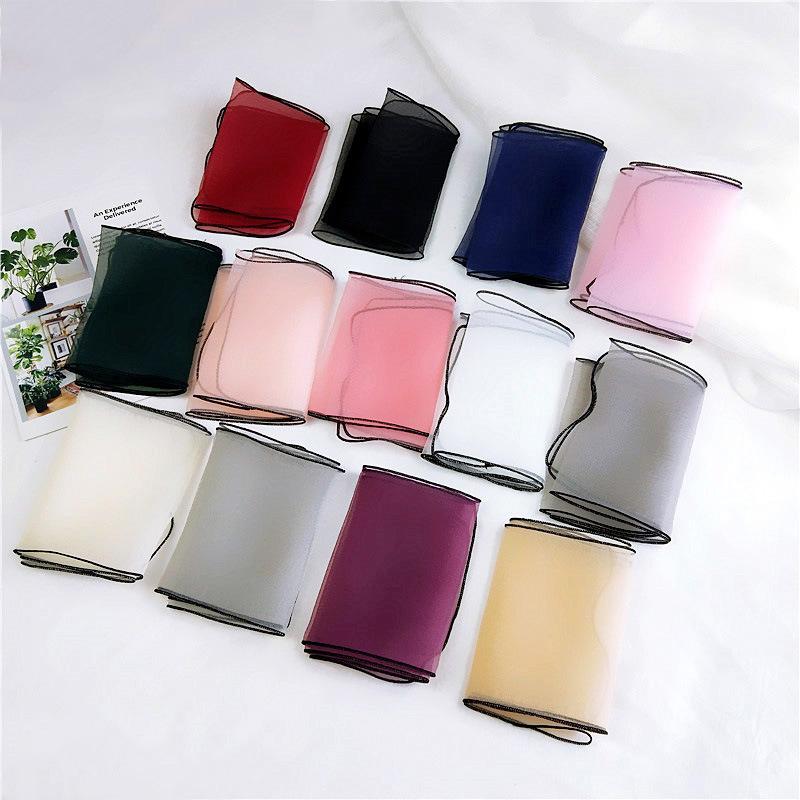 New Solid Color Scarf For Women In Spring And Autumn Versatile Ribbon Wrist Strap Headband Fashionable Decoration Student Neck Protection Small Scarf