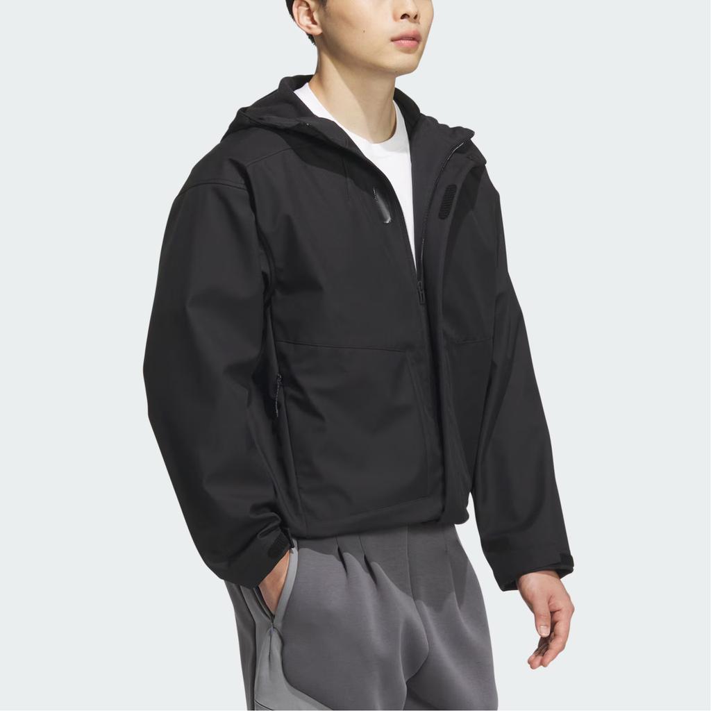 Adidas FW24 M Tran Jakke 2 Vannavstøtende Sport Casual Løs Passform Hettejakke Herrejakke Svart JM9154