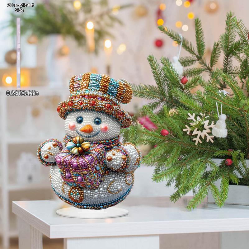 2D Flat, Christmas Snowman Acrylic Desktop Decoration, with Base, Suitable for Wall Decoration, Porch, Room, Villa, Accents Home, Hallway, or Workplac
