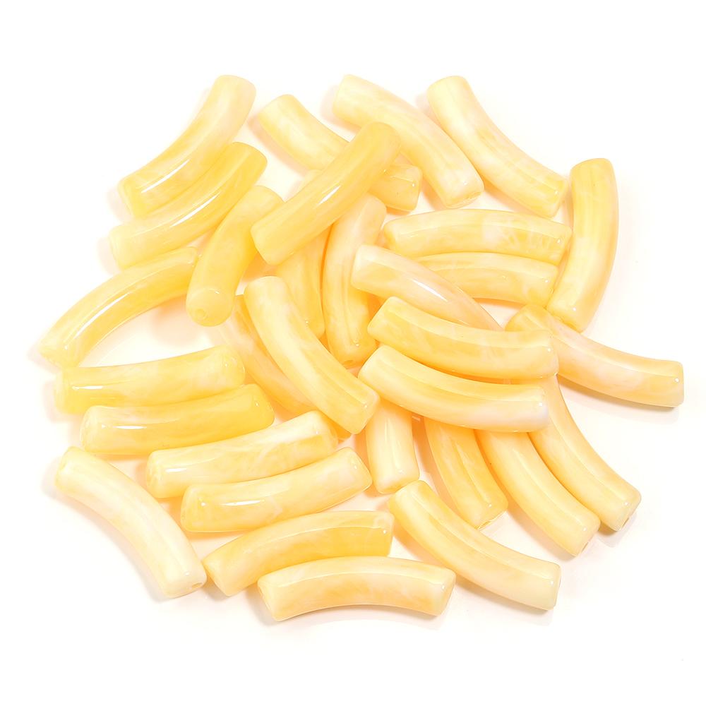 30 pezzi/lotto Perline Tubolari Curve in Acrilico Bicolore Forma Sottile di Bambù Perline Distanziatrici Sfuse Per Braccialetti Collane Fai da te Accessori per Gioielli
