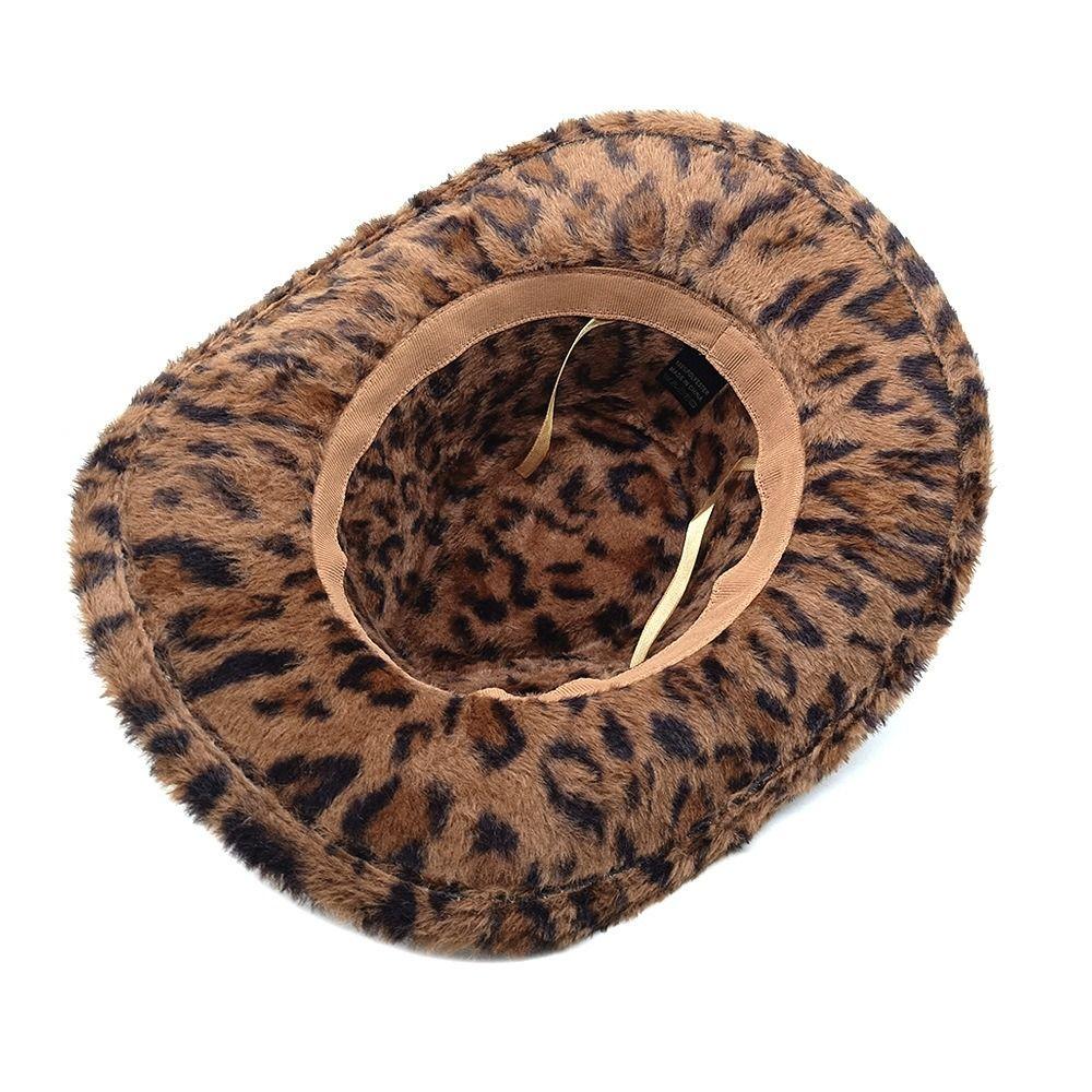 Rivet Detail Western Cowboy Hat Leopard Print Wide Brim Cowboy Cap Autumn Winter Wear