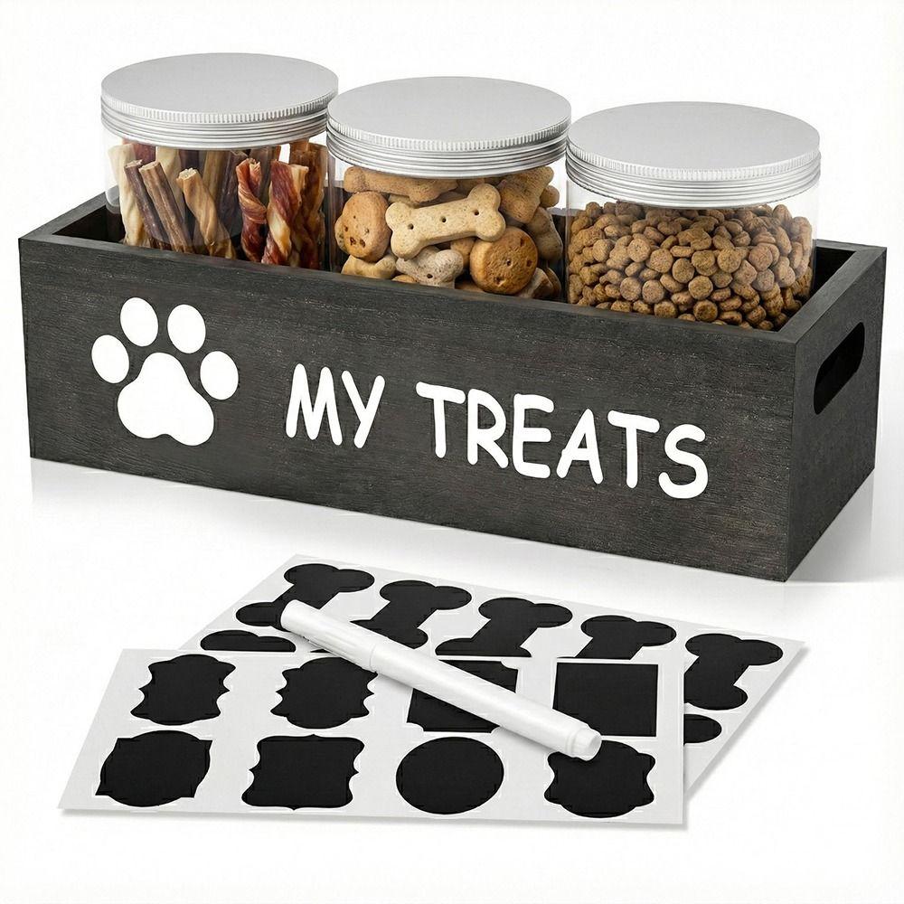 Reusable Pet Food Container Wooden Food Storage Container  Countertop Organization