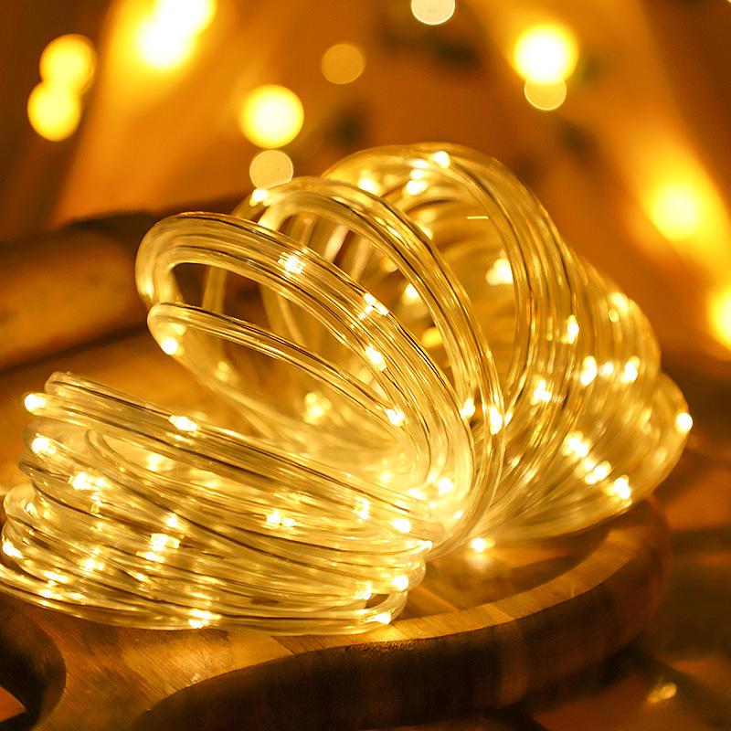 

Уличные светодиодные солнечные трубчатые светильники: Круговые украшения для дерева, Радужные гирлянды для Рождества и праздничных дворов 5m 50 LEDs USB + Remote