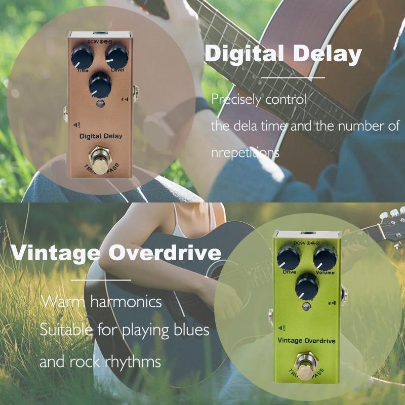 Electric Guitar Pedal Overdrive/ Distortion/Chorus/Delay/Tremolo/Analog Delay True Bypass, Durable Design for Versatile Tones