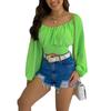 Navel Lantern Sleeve off-Neck Sexy Shirts Top off Shoulder Sexy Top