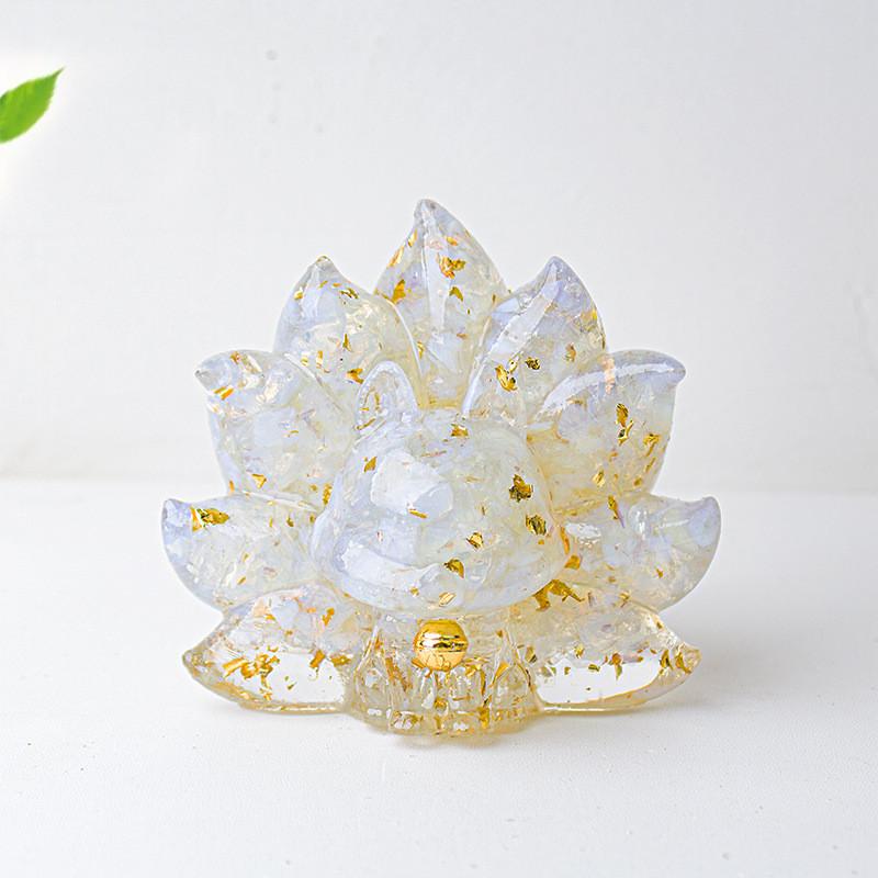 Mythical Creature Resin Crystal Nine Tailed Fox Ornament For Tabletop Decor Gift