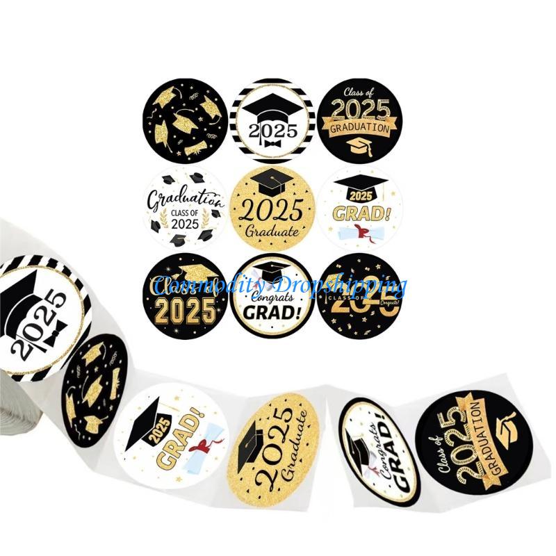 Y5JC 500Count Class Of 2025 Graduation Themed Sticker 1.5Inch Adhesive Label For Seal Envelope Card Packaging Decoration