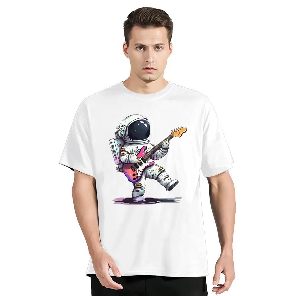 Astronaut Graphic Funny Print T-shirt Summer Mens Clothing Loose T Shirt Fashion Streetwear Tops O-neck Oversized  Tshirt