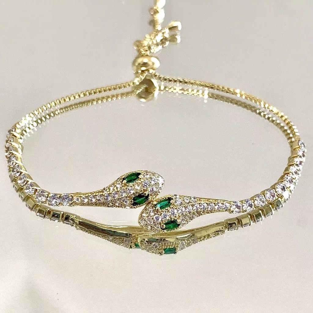 The New Spirit Snake Flash Diamond Bracelet Has a Sense of Design, Niche Temperament, Simple High-value and Versatile Retro Bracelet.