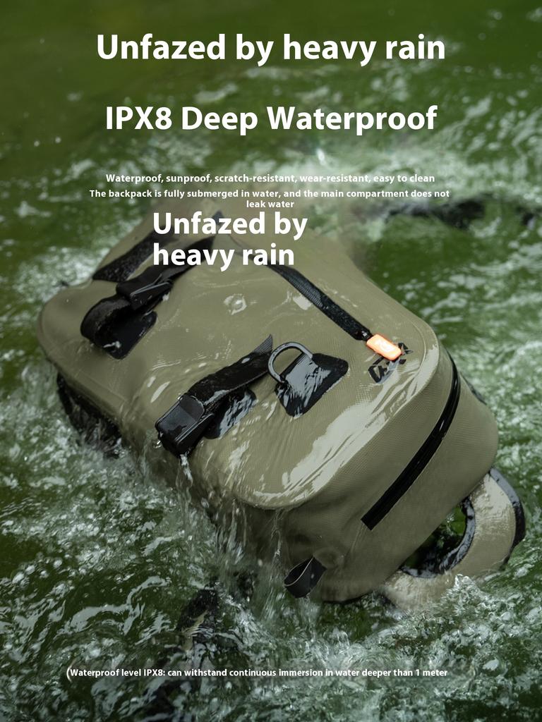 Waterproof Fishing Backpack For Lure Fishing Professional Air-Tight Fishing Bag 9.5L Capacity Lightweight Design 755G
