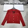 2025 Winter Heavy Duty Nail Drill Embroidery Chinese New Year Red Knitted Cardigan Top