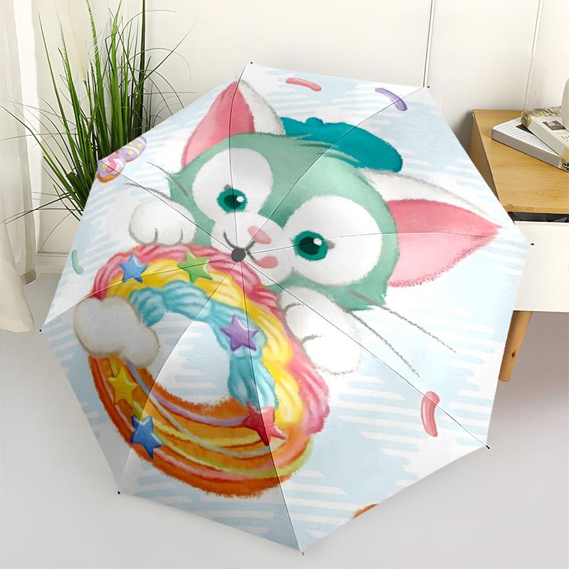

1pc Gelatoni s Sweet Adventure Automatic Opening and Closing Umbrella, Lightweight 3-Fold, With Cute Cartoon Characters, Suitable for Home,