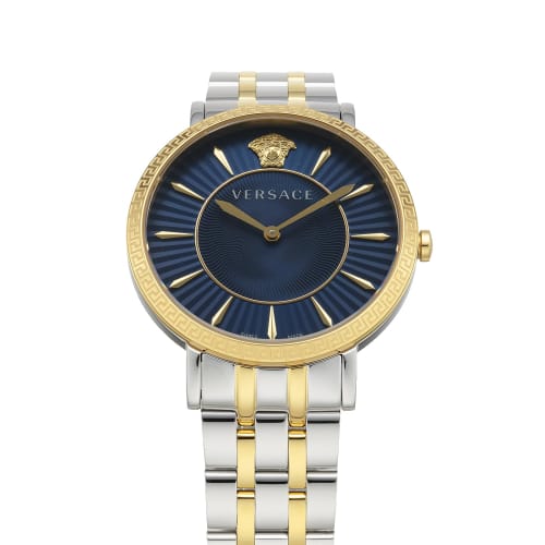 Versace V-Eternal Watch, 37mm, Blue Dial, Sapphire Crystal, Quartz Movement, Swiss Made, VEJL00522, Silver