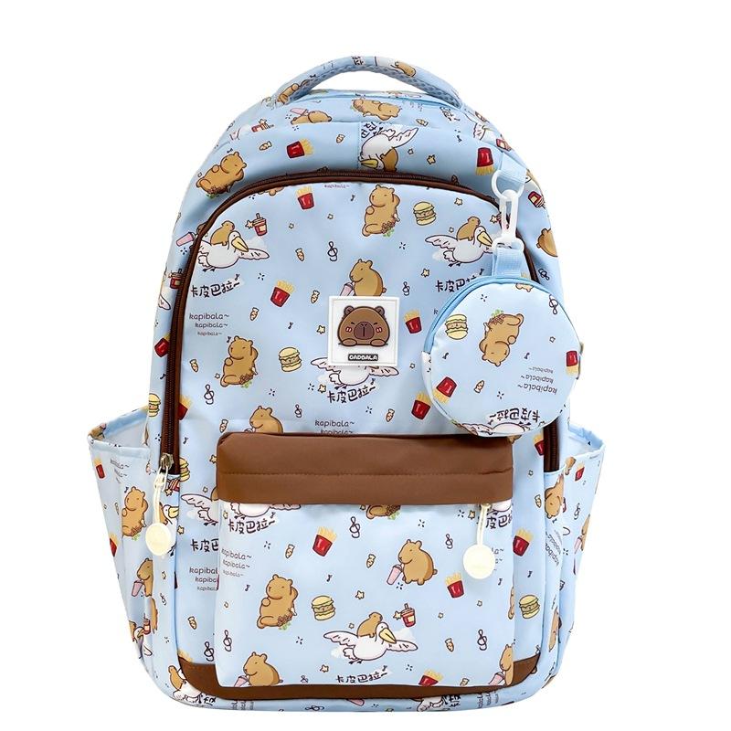 

Мультяшный рюкзак для младшей школы, женский легкий нейлоновый рюкзак большой вместимости синий