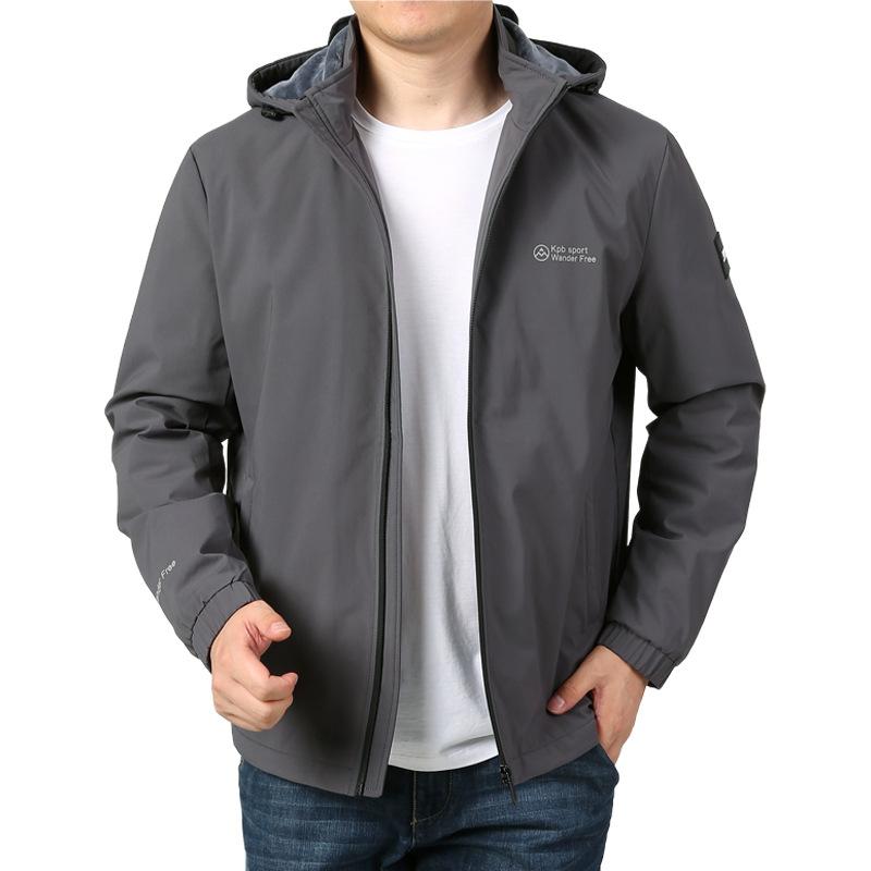 Men's Autumn and Winter Fleece Thickened Elastic Jacket Trench Coat Outdoor Casual Stand-up Collar Loose Large Size Coat Trench Coat