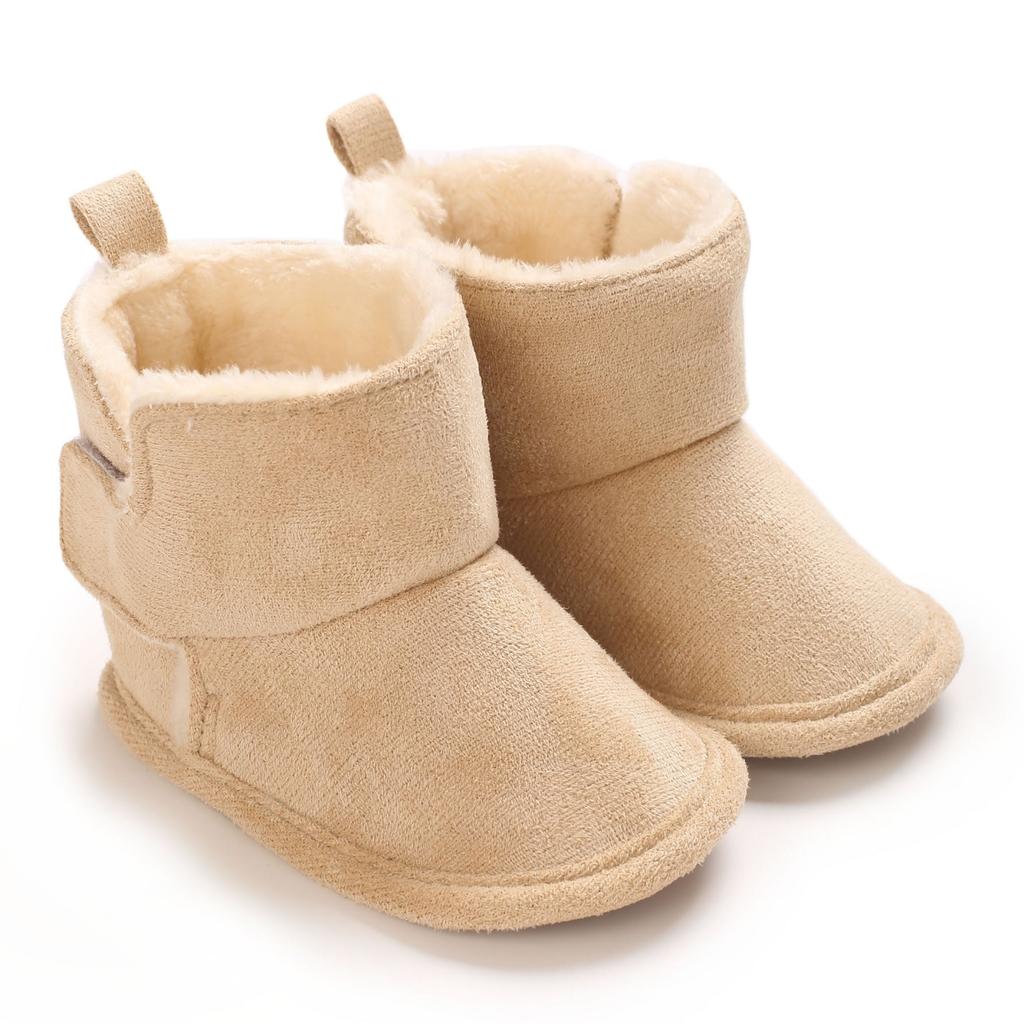 Baby Boys Girls Lined Winter Walking Shoes with Flat Toe Design