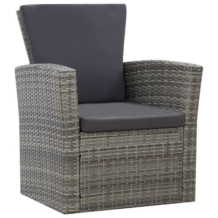 VidaXL Garden Lounge Set 4 Pcs with Cushions Wicker Resin Grey