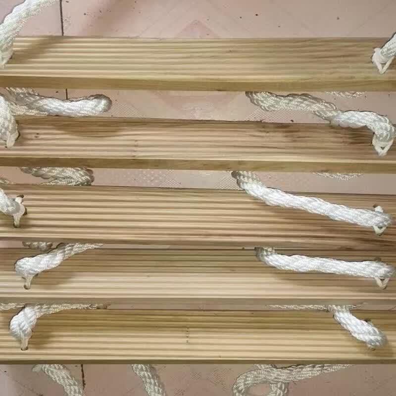 12M Solid Wood Rope Ladder with Double Hooks