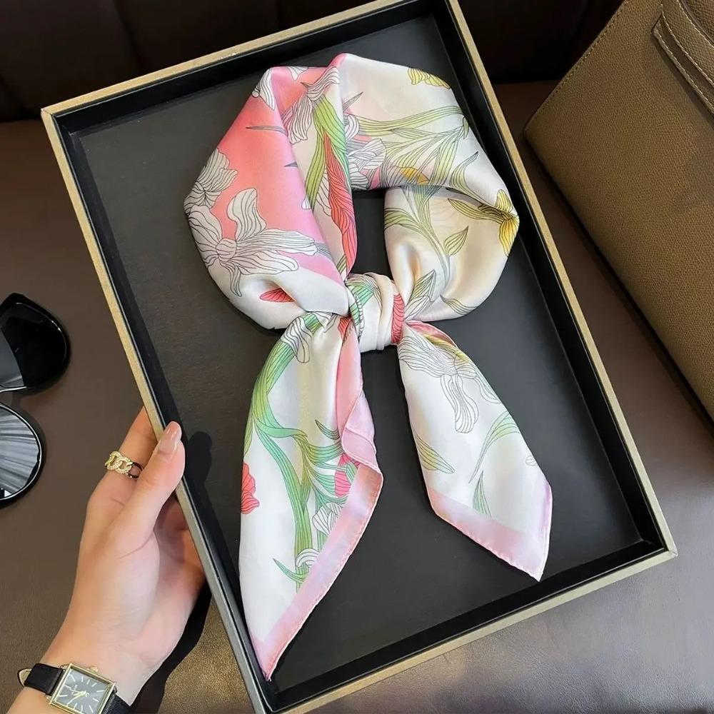 Fashion Luxury Brand 70cm Silk Feel Square Scarf Women Neck Tie Female Hair Bandana Headkerchief Shawl Wrap Hijab Echarpe